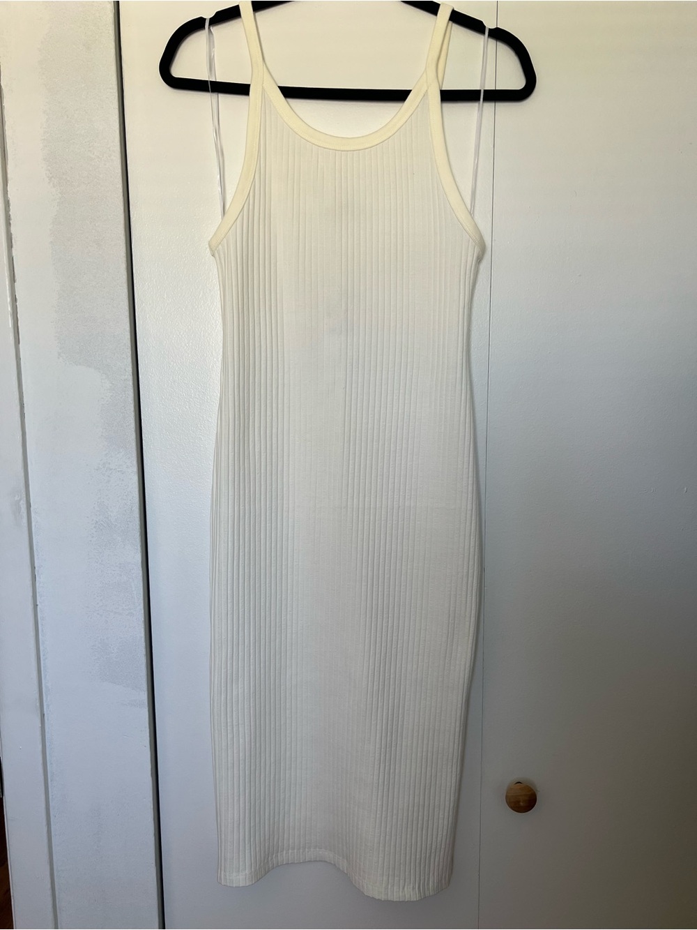 Zara Cream Ribbed Midi Tank Dress